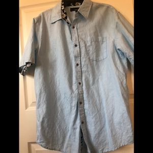Coastal short sleeve button up blue mens SZ Large
